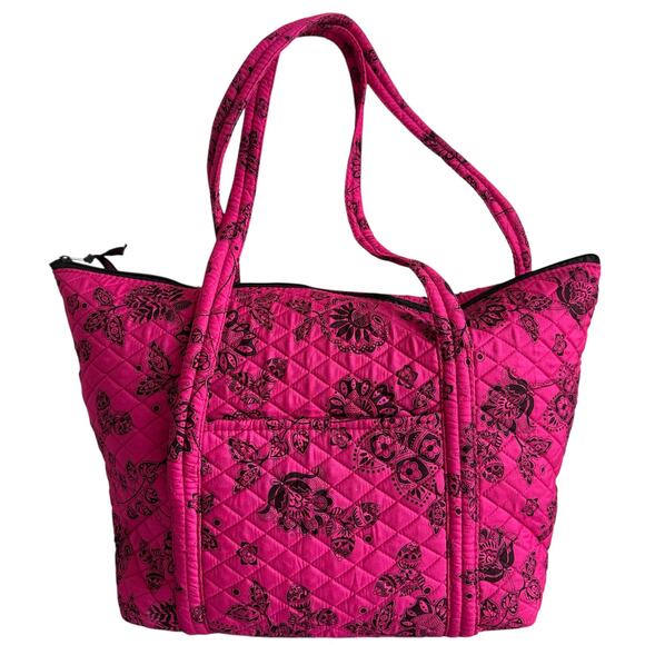 Kaddie & Libbie Large Hot Pink Dark Brown Travel Bag Tote For Repairs/Needs Sewn - Picture 1 of 13